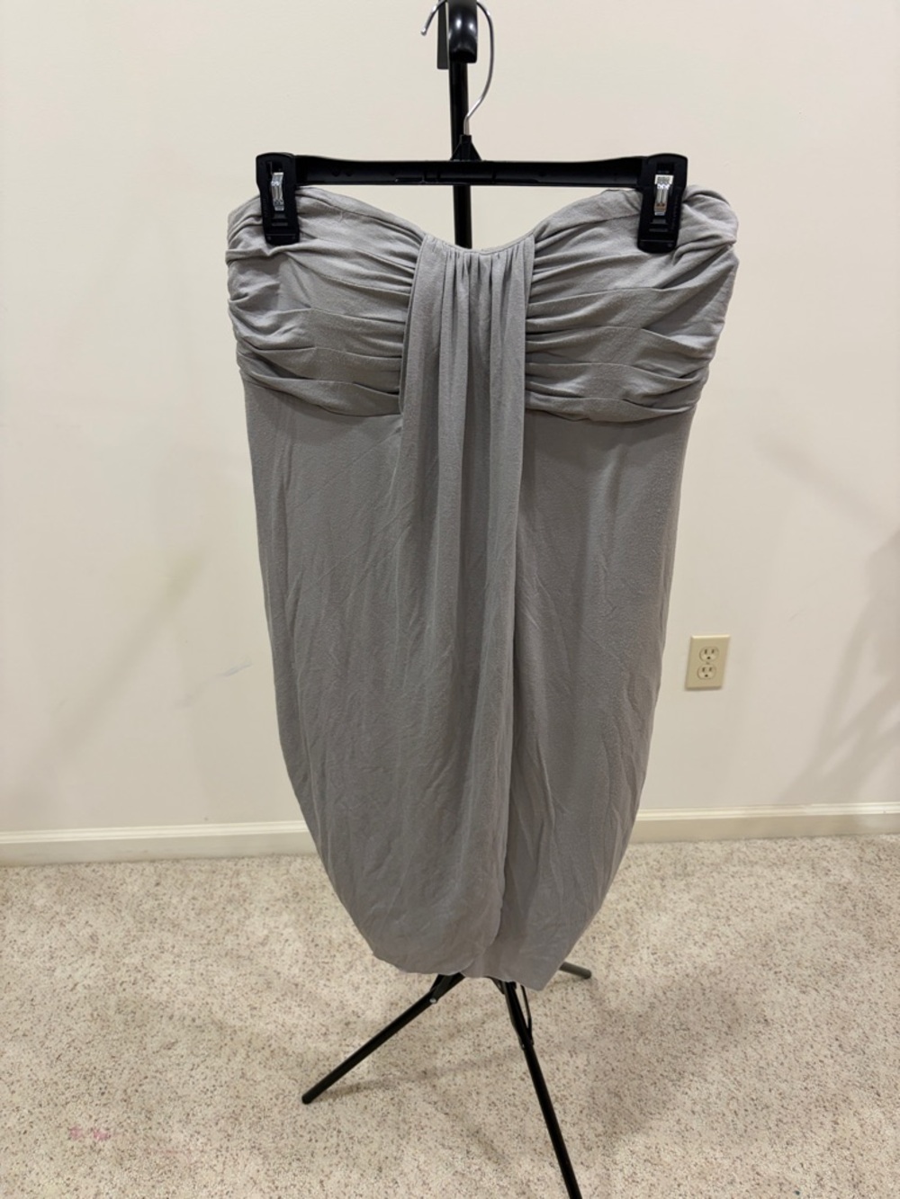 Strapless Draped Grey Cocktail Dress